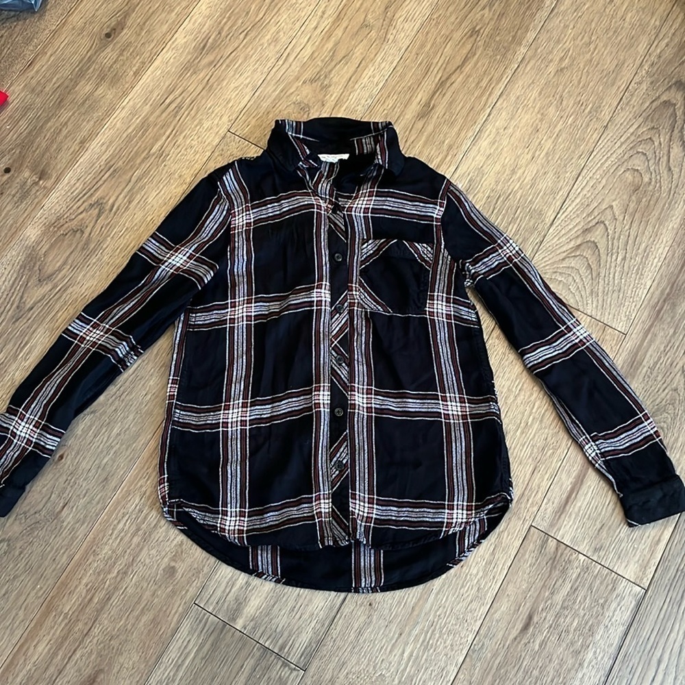 BEACH LUNCH LOUNGE | plaid button down shirt, XS
